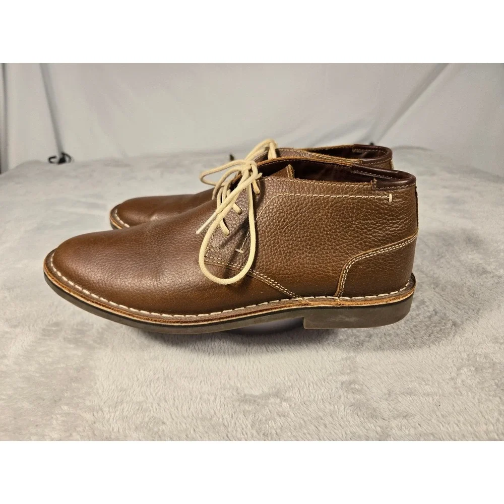 Desert Wind Mens Brown Pebbled Leather Chukka Boots Size 10.5 M Lace‎ Up Scuffed